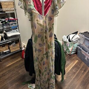 Astr Floral Maxi Dress with Ruffle Sleeves